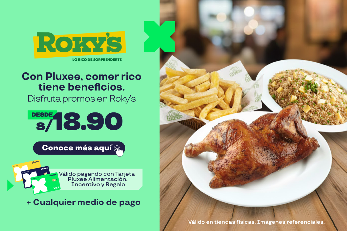 ROKY'S:DESDE S/18.90. 1/4 POLLO A LA BRASA + PAPAS FRITAS PERSONALES. EL PRECIO VARIA SEGÚN TIENDA.